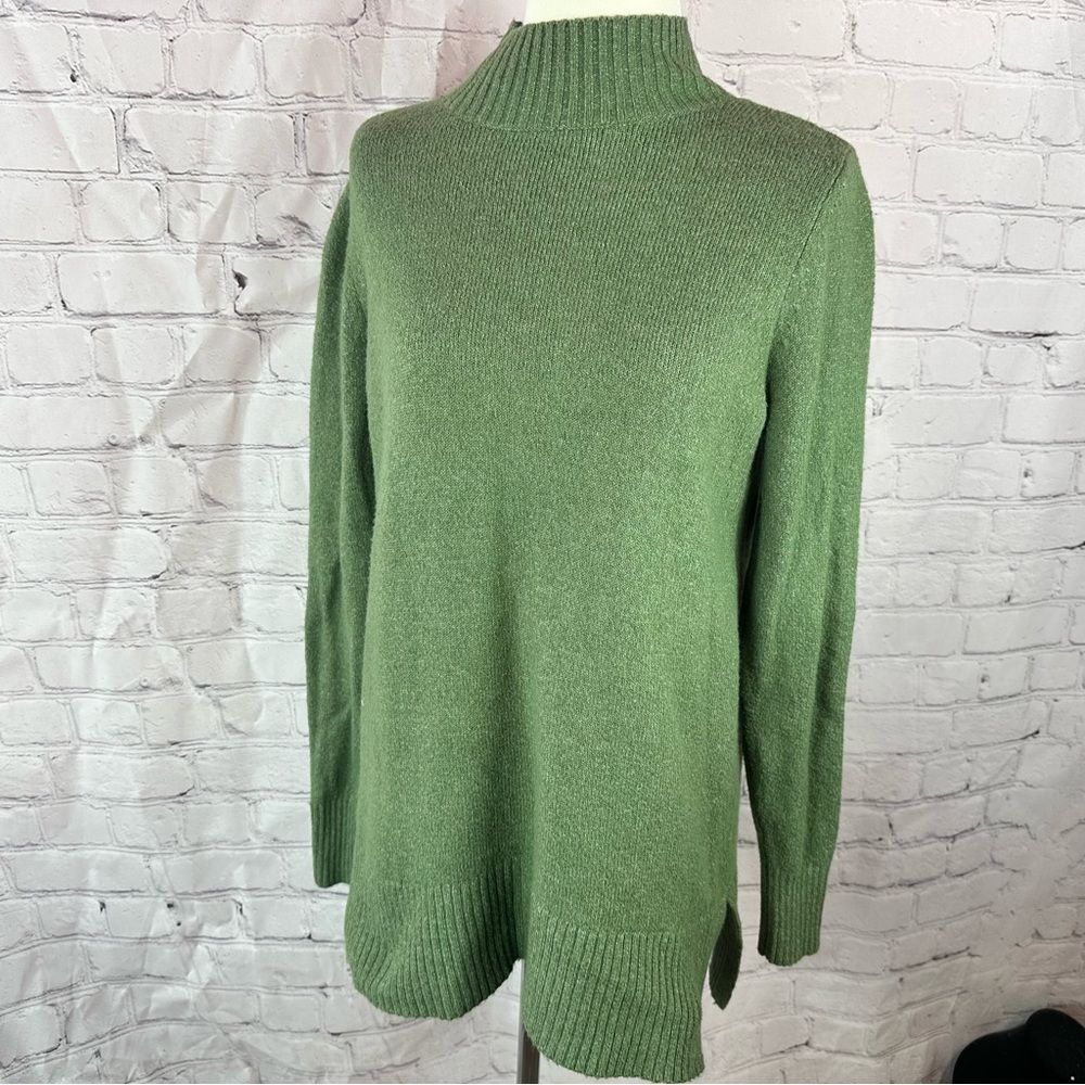 LOFT Olive Womens M mock Turtleneck Sweater tunic classic casual minimalist